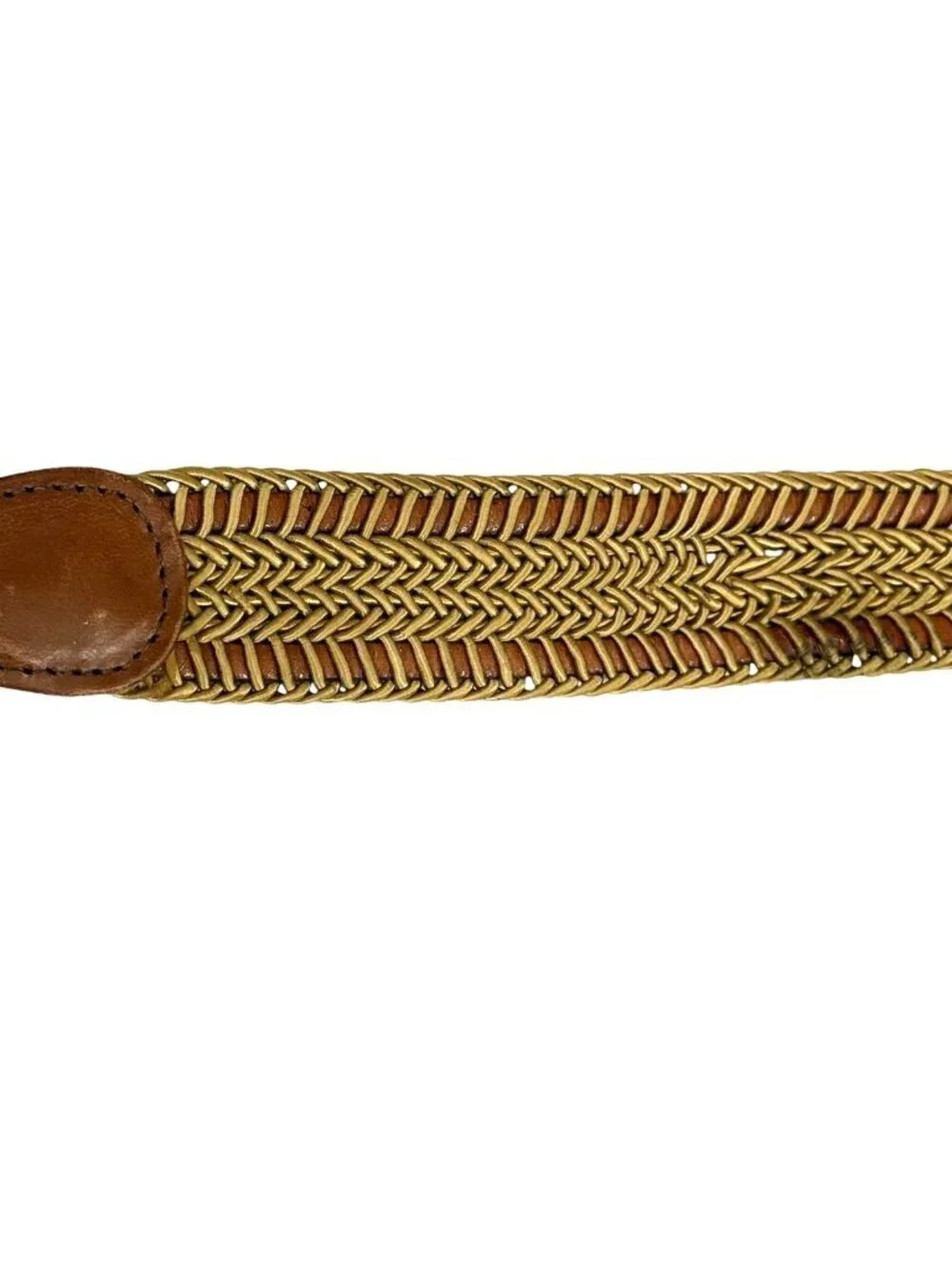 Torino Men's Belt Braided Leather Adjustable Brown Tan Silver Buckle USA Size 38